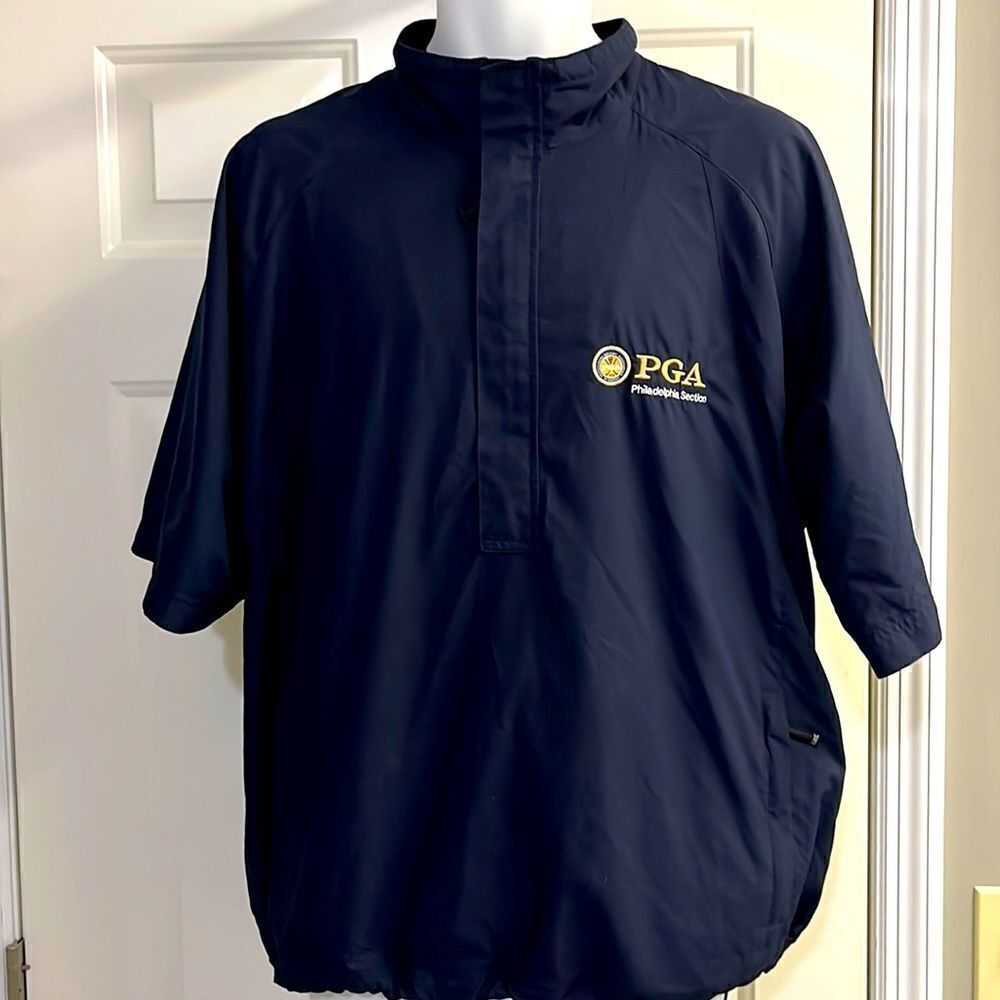 Cutter and Buck Golf Navy Pullover Zip Up Windbreaker Short Sleeve Jacket- L